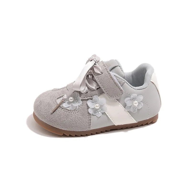 

Girls' Spring/Summer New Style Sneakers Cute Flower, Fashionable and Versatile Casual Shoes, Leather Upper, Non-Slip Soft Sole