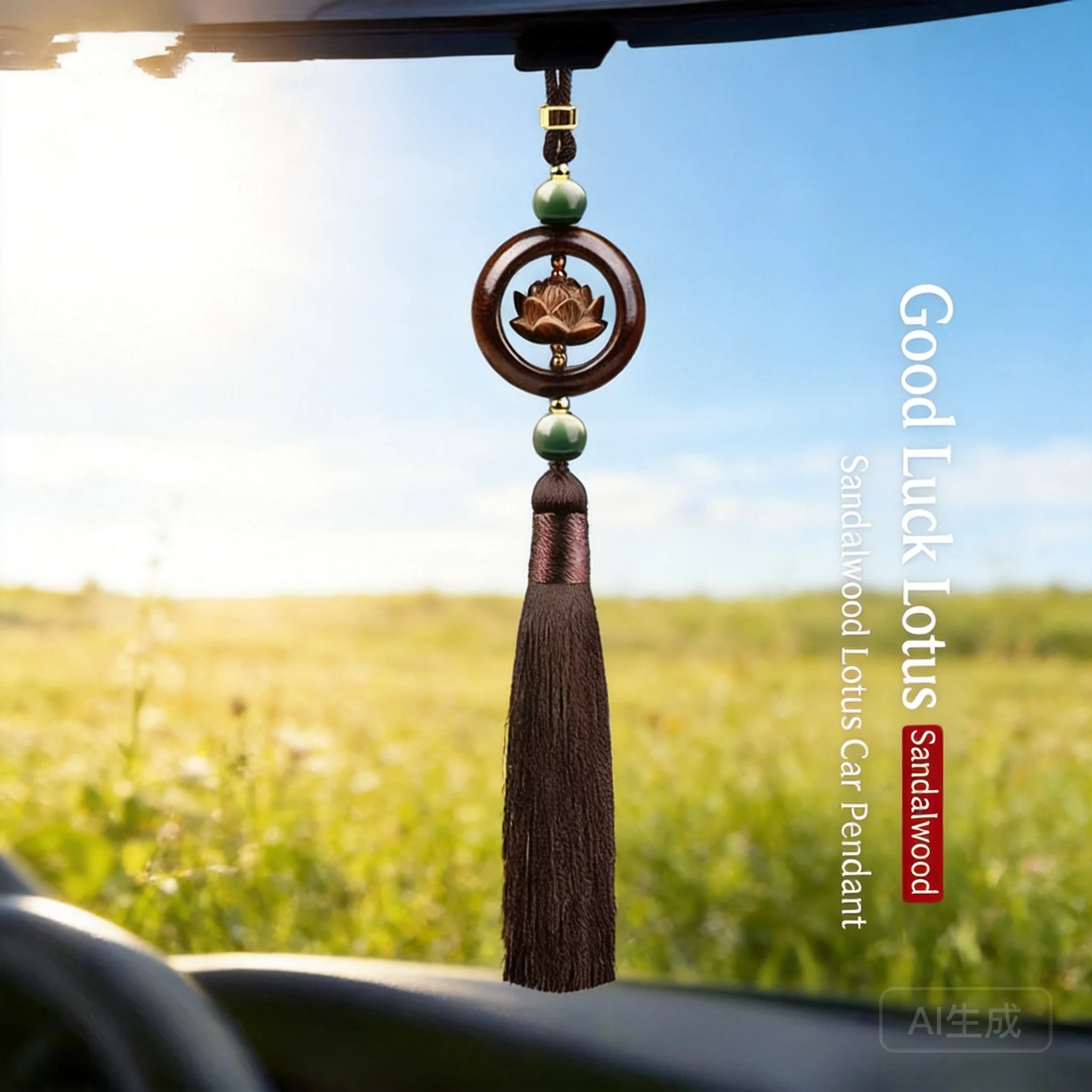 

Sandalwood Lotus Car Hanging Ornament Unisex Auto Rearview Mirror Peace Blessing Pendant For Car Interior Decor 2026 New Design