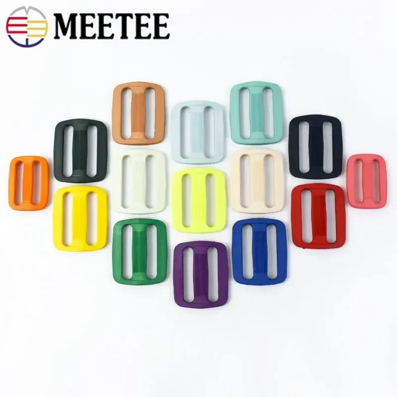 Meetee 20/50Pcs 16/20/25/31mm Plastic Tri-Glide Buckles Adjustable Ring Buckle Bag Straps Slider Clasp DIY Webbing Accessories