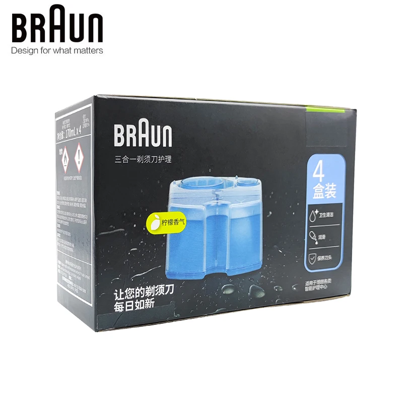 Braun Clean & Renew Refill Cartridges CCR4 Lemon Fresh Cleans 10x More Fit for Braun Electric Shaver All Smart Care Center 4Pack