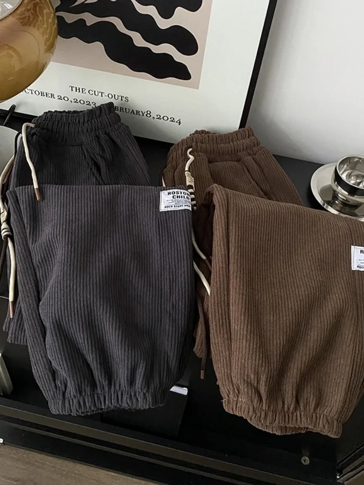 

Американские ретро-брюки из утолщенного вельвета с высокой талией, утягивающего кроя, теплые зимние женские повседневные брюки, свободные брюки для весны и осени