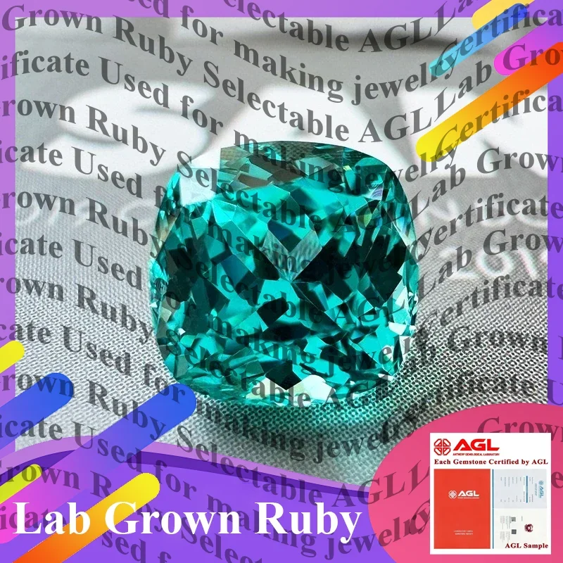 

TOP Hot sales Lab Grown Paraiba Cushion Cut Gemstone for DIY Advanced Jewelry Making Inlay Ring Necklace Selectable AGL Certific