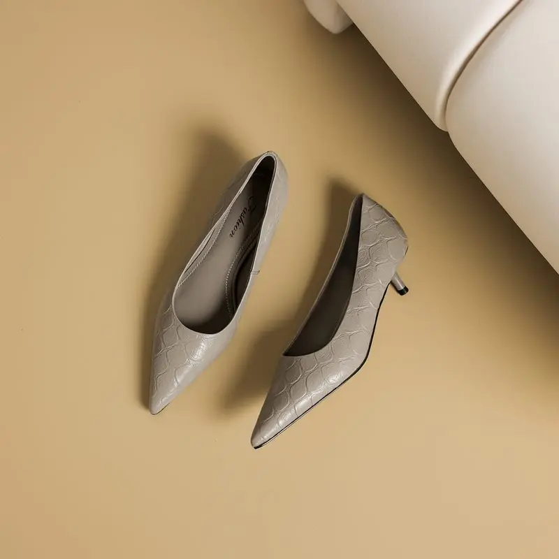 MORAZORA 2026 New Genuine Leather Shoes 4cm High Heels Office Dress Shoes Pointed Toe Fashion Single Shoes