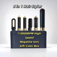 High Speed 5 in1 Hair Dryer Multi Hair Styler Curling Iron Straightener Hair Brush Professional Blow Dryer Gift Box Styling Tool