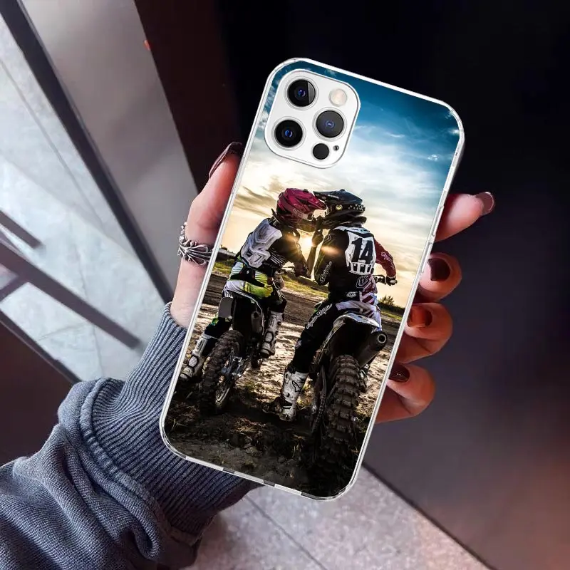 Motocross Motorcycle Dirt Bikes Phone Case For iPhone 16 15 14 13 12 Mini 11 Pro Max Cover 7 Plus X XS XR 8 + SE Silicone Shell 