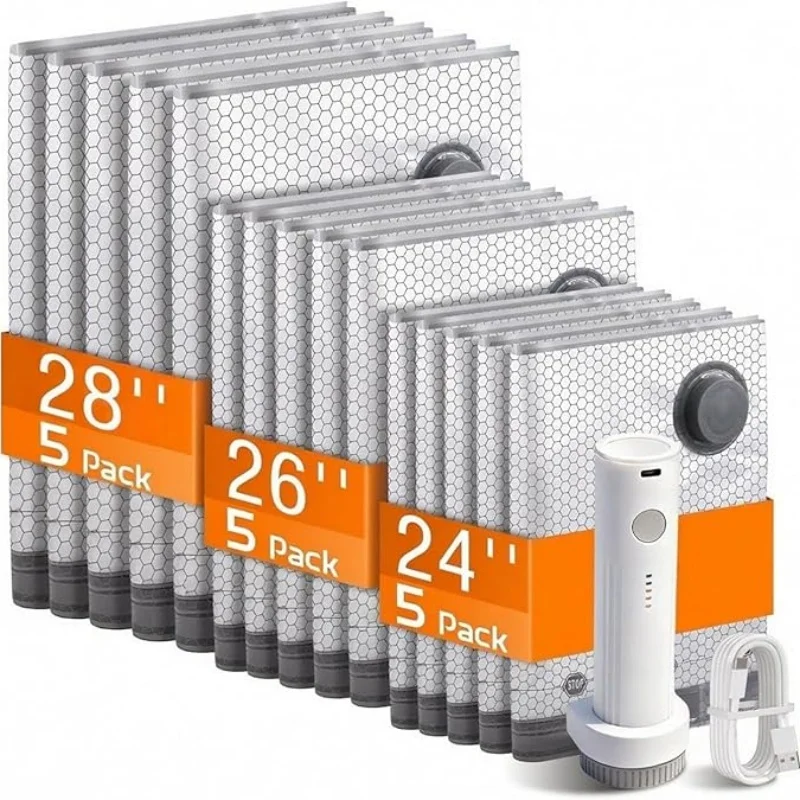 15-Pack Travel Vacuum Storage Bags with Electric Pump, Space-Saving Compression Bags for Clothes, Luggage, Cruise & Home Use