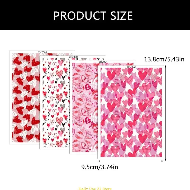 Pack of 4 Valentine Transfer Paper 95x138mm for Clay Earring Necklace Making Water Soluble Paper Clay Transfer Sheets