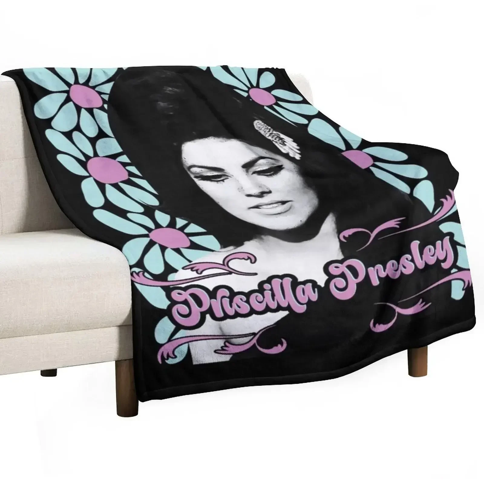 

priscilla presley Throw Blanket Stylish Decor Blanket Gift for Friends Roommate