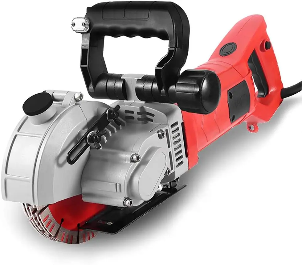 Machine, Channels Cutter, Concrete Cutting Machine for Cutting Slotting Marble Concrete Grooves 110V(Red)