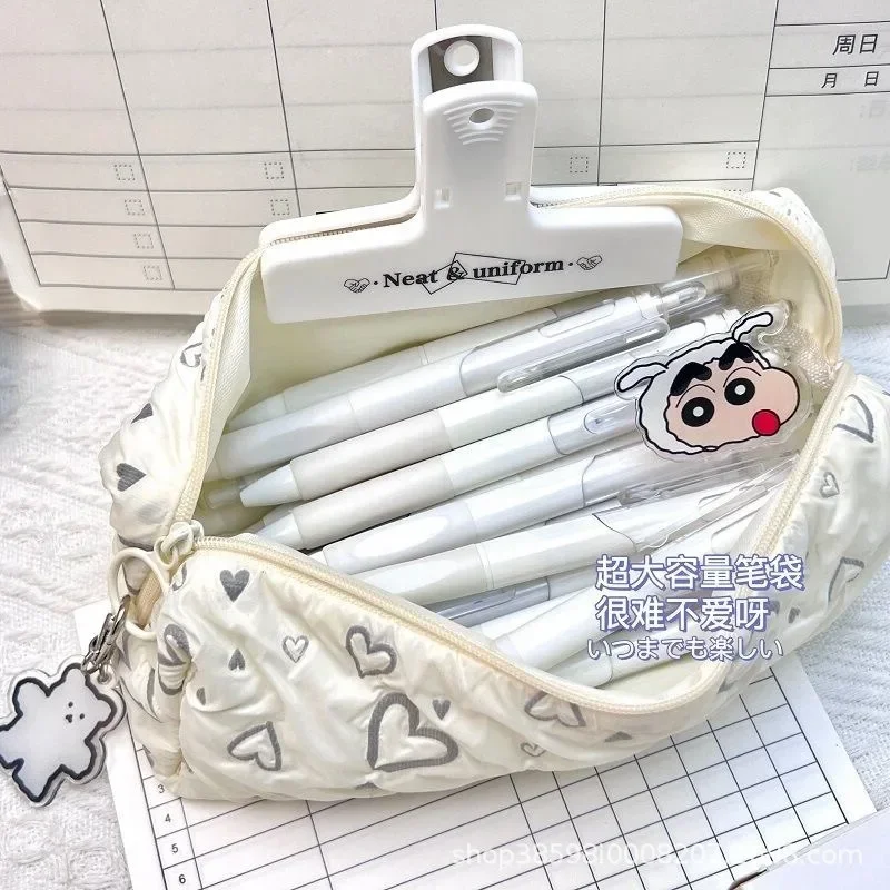 New Original Love Pen Bag Simple Girl Heart Student Stationery Learning Stationery Bag Makeup Bag Korean Stationery Pencil Case