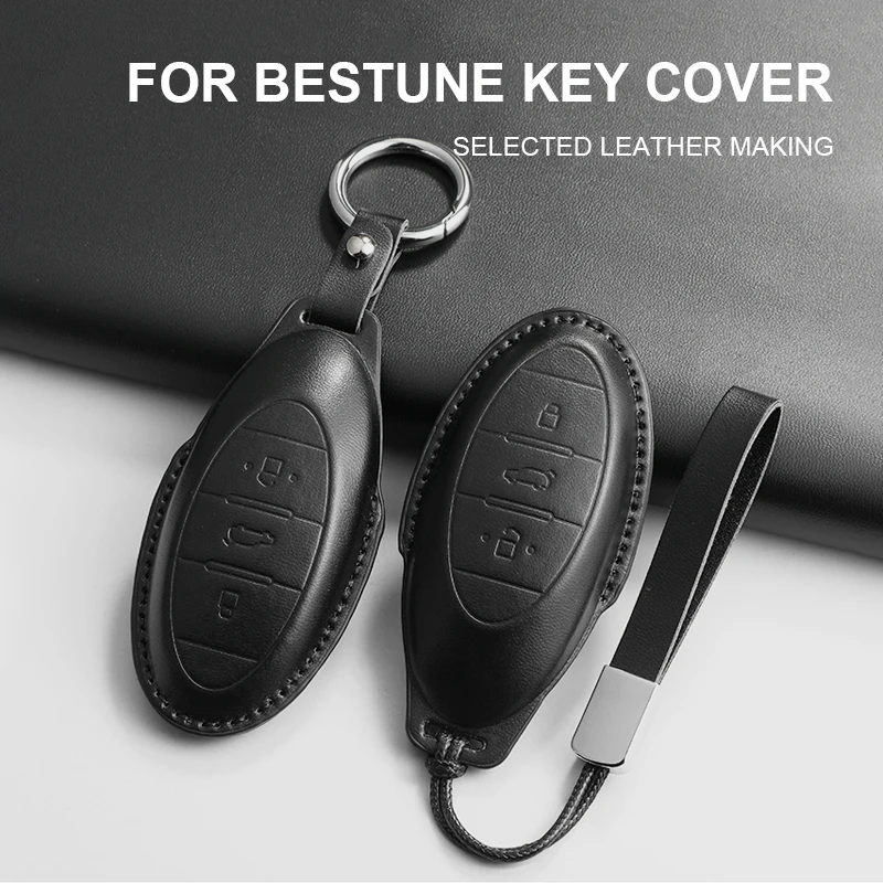 

PU Leather Car Remote Key Case Cover For FAW Bestune T33 T55 T77 T99 E01 M9 Key Shell Holder Fob Keychain Protector Accessories