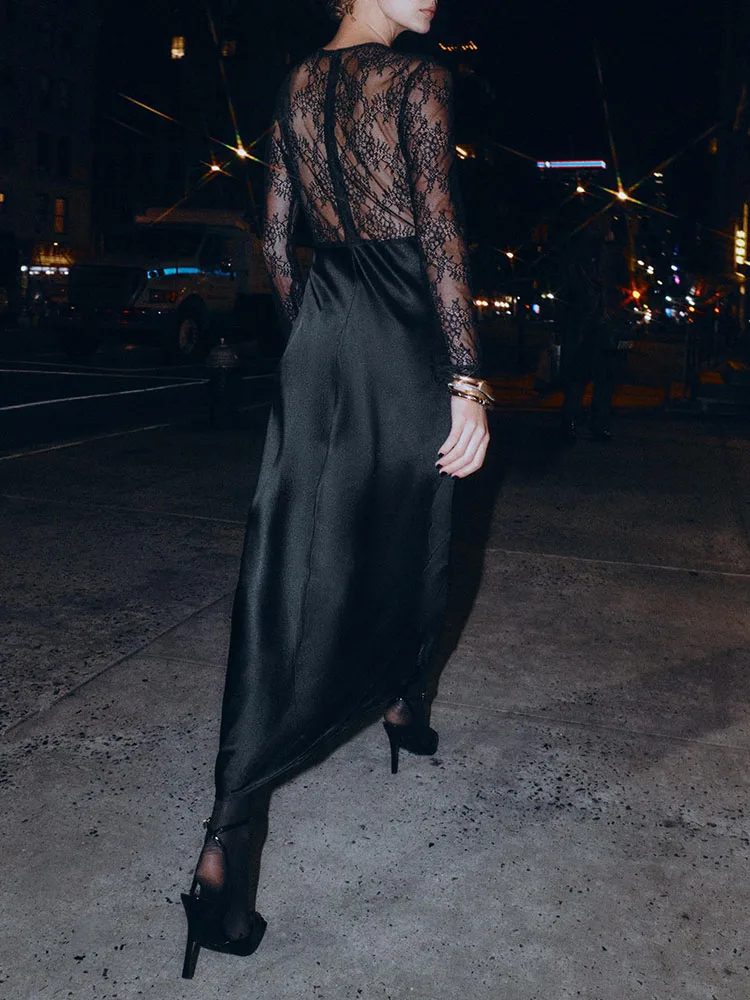 Ele Long Sve round Ne Lace Splicing Dr Winter Nuovo arrivo Abito da donna Faionable Costume di scena Tradizionale Hanfu