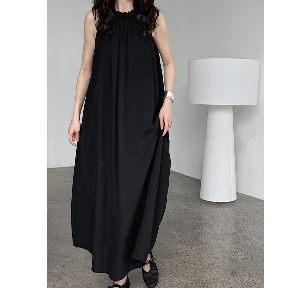 2025 Abito lungo estivo da donna nuovo senza maniche stile ampio elegante abito lungo in cotone Boho abiti