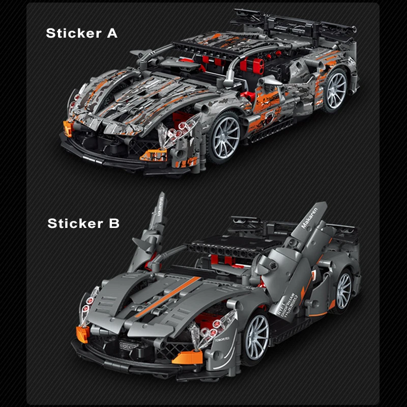 1142PCS Technical McLaren Sport Car Building Blocks with 2 Style Sticker High Speed Vehicle Assemble Bricks Toys Gifts For Adult