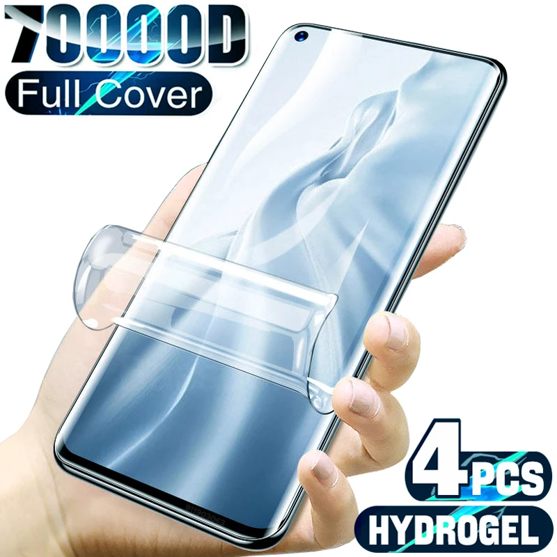 4Pcs Full Cover Hydrogel Film On The For Xiaomi Redmi Note 10 9 8 7 11 Pro Screen Protector For Poco X3 X4 NFC F3 MI 12X 11T Pro