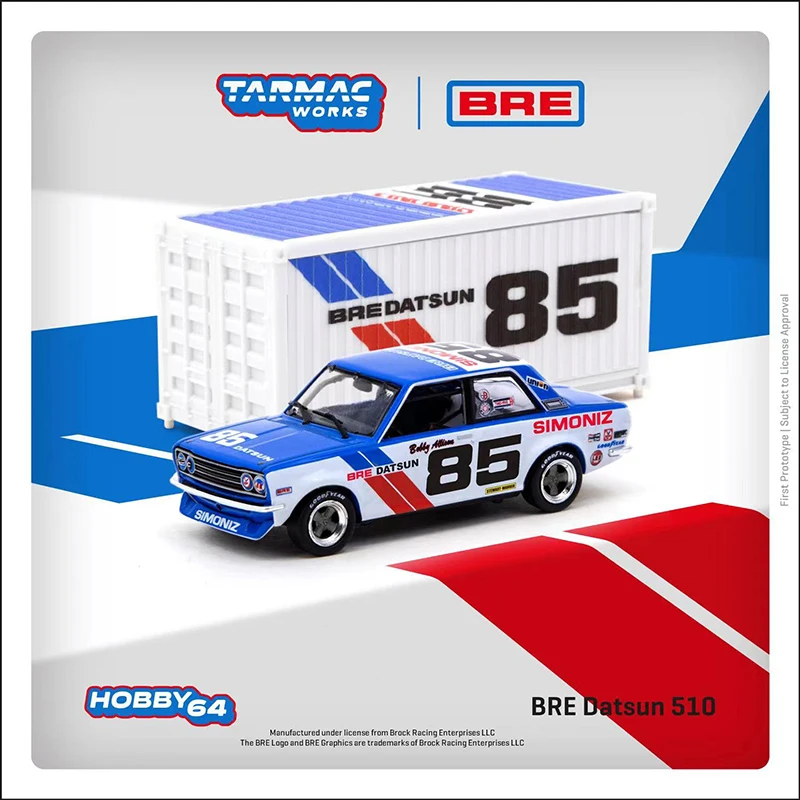 

Tarmac Works 1:64 модель автомобиля datbre Datsun 510 Trans-Am 2,5 Чемпионат 1972 Бобби Эллисон с контейнером для фотографий