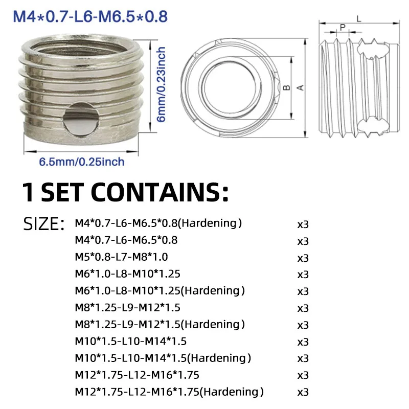 LPJ   303 Stainless Steel 307 Hole Self Tapping Thread Insert Screw Insert Machinery Accessory