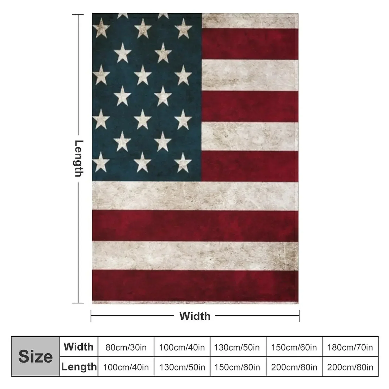 USA American Flag Throw Pillows, Aged American Flag, Red White and Blue Throw Blanket Soft Big Picnic Baby Blankets