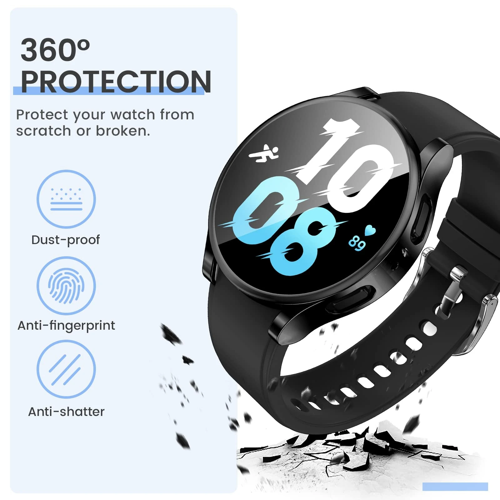 Coque TPU pour Samsung Galaxy Watch 6 5, protection d\'écran plaquée, pare-chocs tout autour, coque Galaxy Watch 4, 44mm, 40mm, 44mm