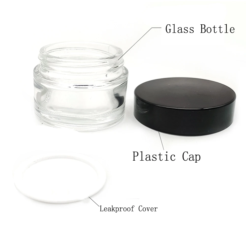 50Pcs Glass 5ml Jar Face Cream Bottles Makeup Container Storage Box Cosmetic Jars Eyeshadow Lip Balm Pot Smoking Accessories