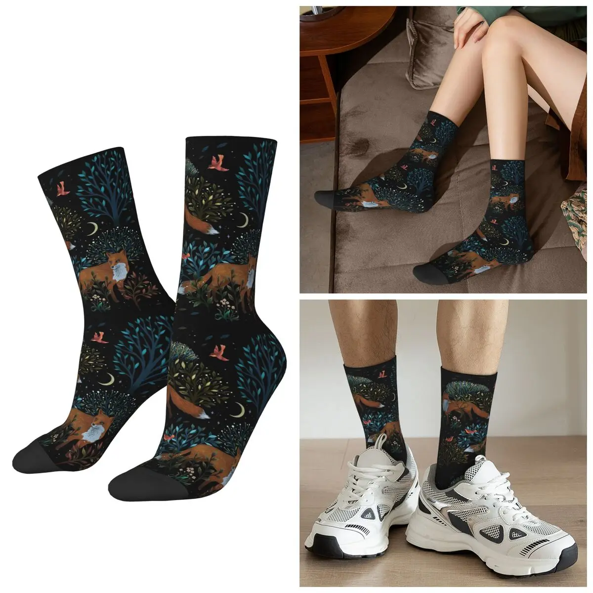 

Всесезонные носки с лесной лисой, носки в стиле Харадзюку, повседневные чулки для мужчин и женщин, рождественские подарки