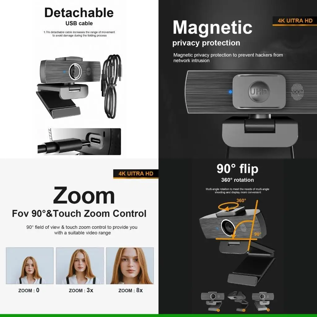 

U55C USB-камера с автофокусом и потоковой передачей изображения, 4K, 30 кадров в секунду, веб-камера с микрофоном, USB-камера