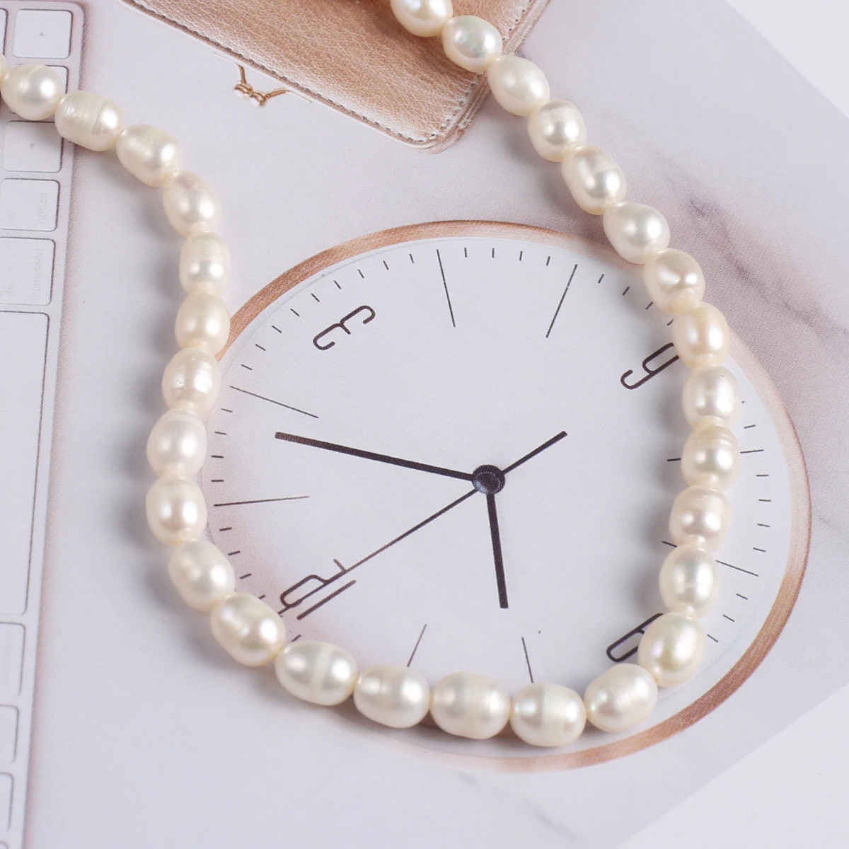 Natural Pearl Multi-Coloured Rice-Shaped Beads Exquisite Shape for DIY Jewelry Making Handmade Bracelet Necklace Length 36cm