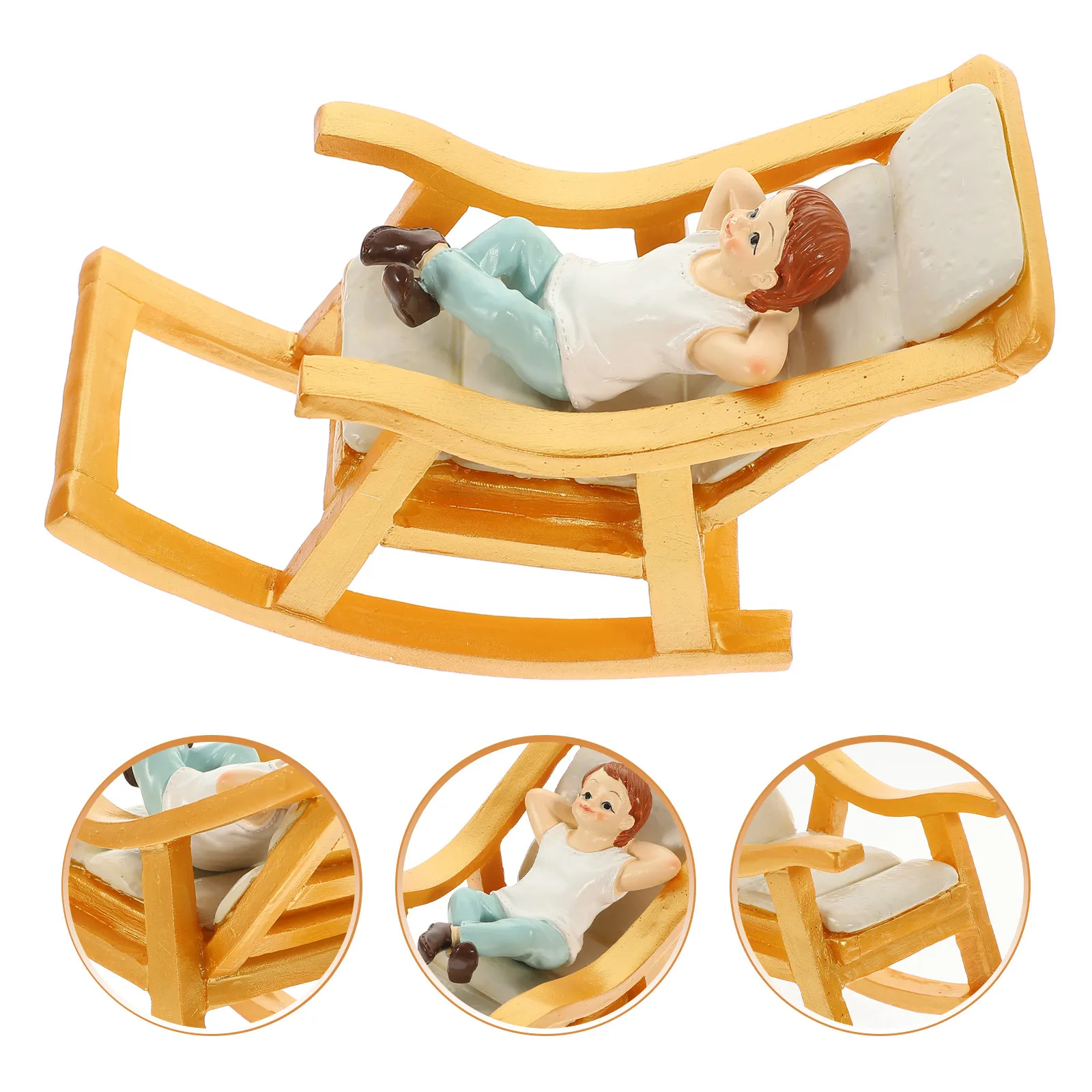 

Miniature Resin Rocking Chair Ornament for Dollhouse Decor Vintage Style Micro Landscape Desktop Decoration Mini House Furniture