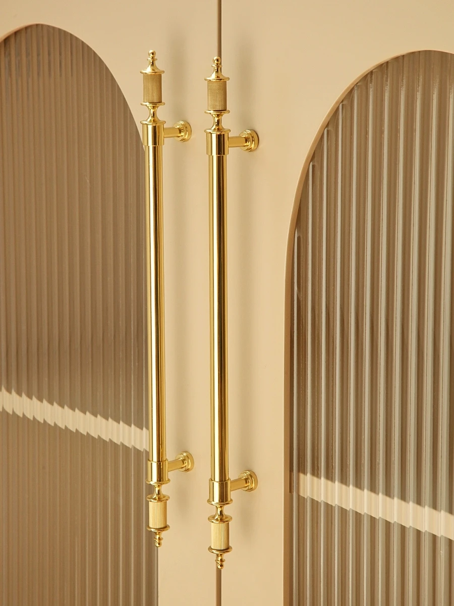 

Furniture Solid Brass Shining Bedroom Wardrobe Door Handles Kitchen Drawer Handle Golden Kitchen Cabinet T-Bar Long Handle Pulls