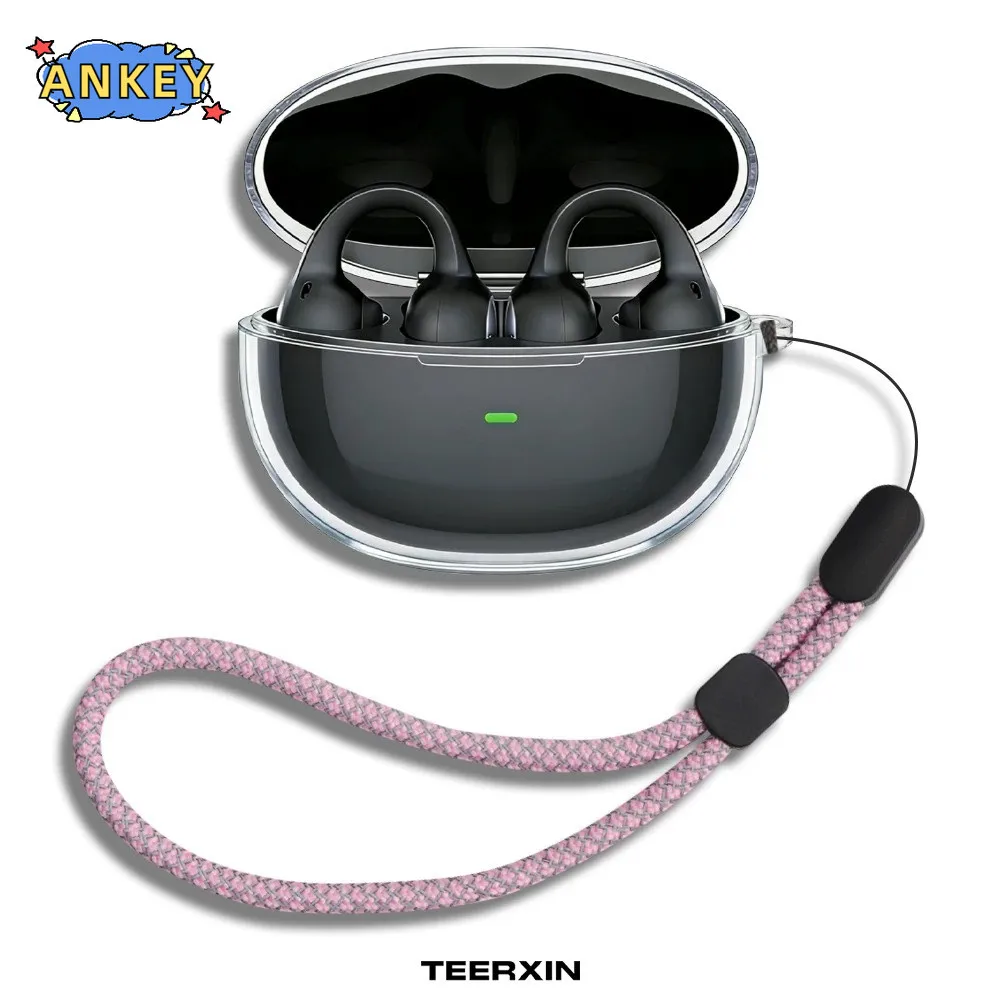 For Baseus Inspire XC1 Case Protective Transparent Clear TPU Covers Bluetooth Earphone Shell Headphone Portable with Rope - view 6
