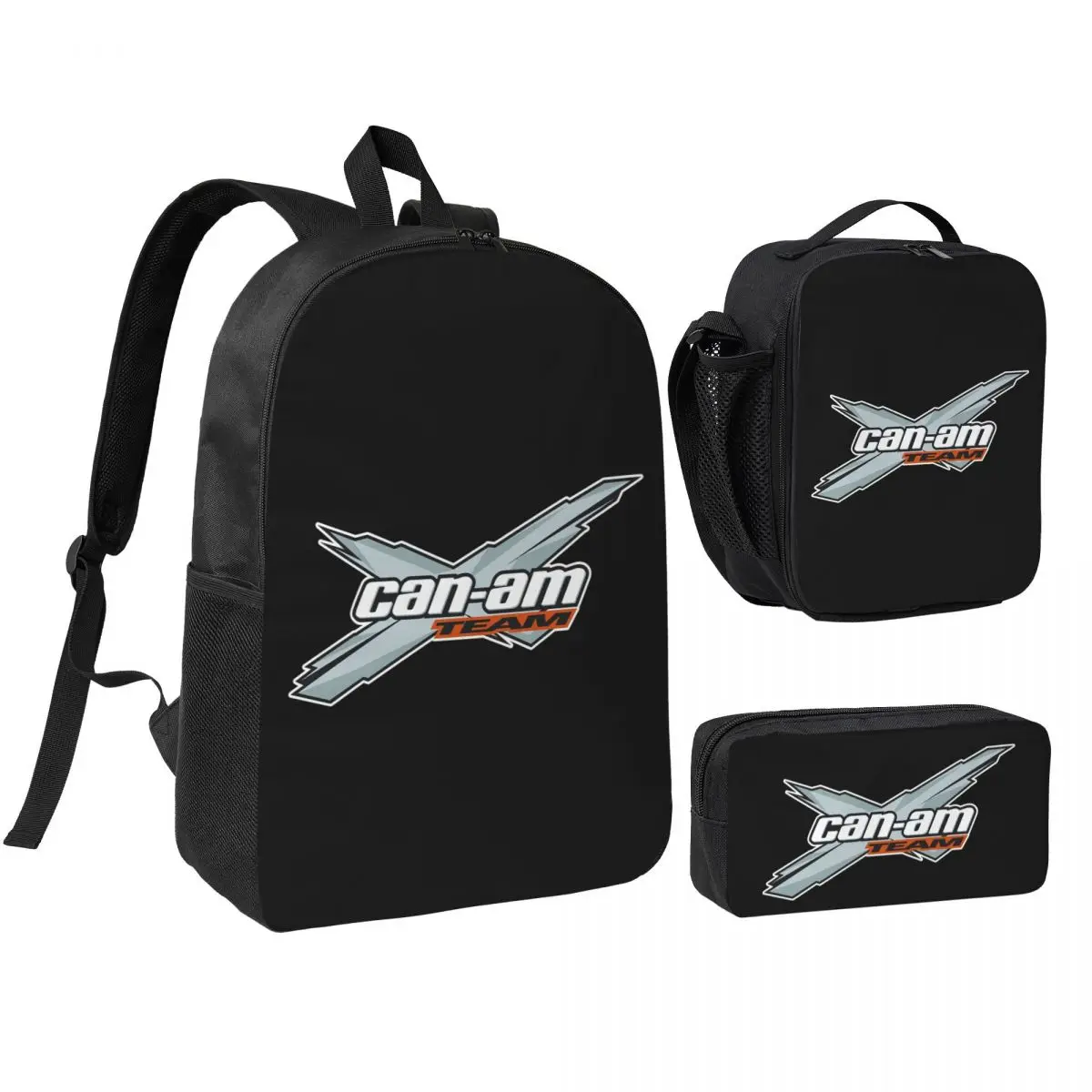 Can I Am Team Off-Road Or On-Road BRP ATV Backpack Student BookBag School Bag Shoulder Bags 3ps Insulated Lunch Bag Pencil Case