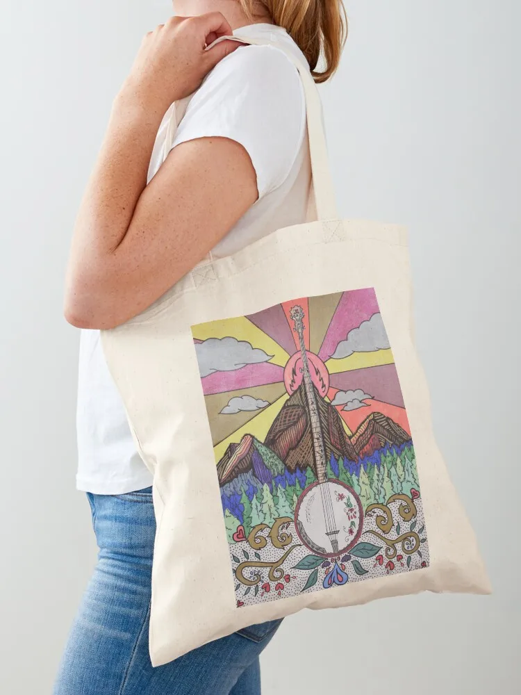 

Mountain Music Series - Banjo Tote Bag tote bag men custom tote bag Lady bags custom canvas