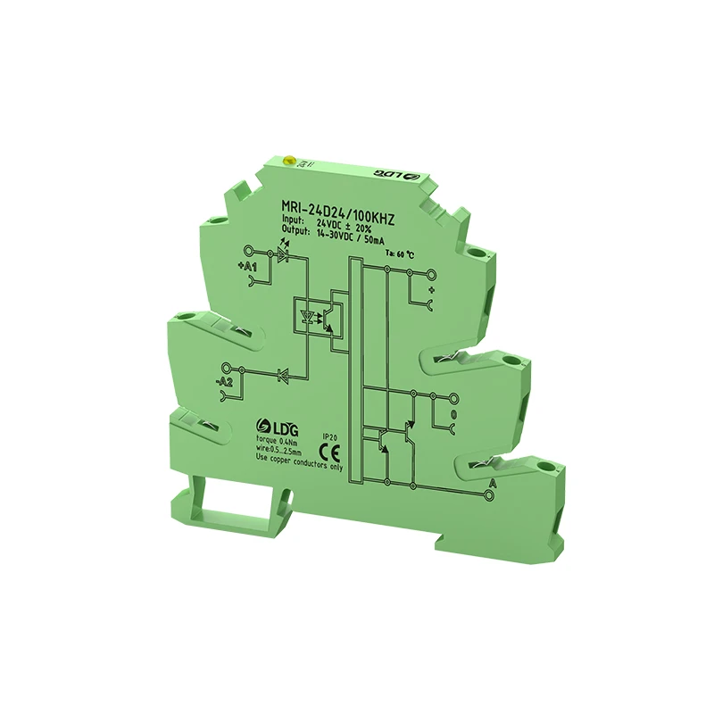 MRI-24D24 100KHZ High Frequency Optocoupler Relay 24VDC 8mA Input Output 14-30VDC 50mA Interface Voltage Relay Module DIN Rail