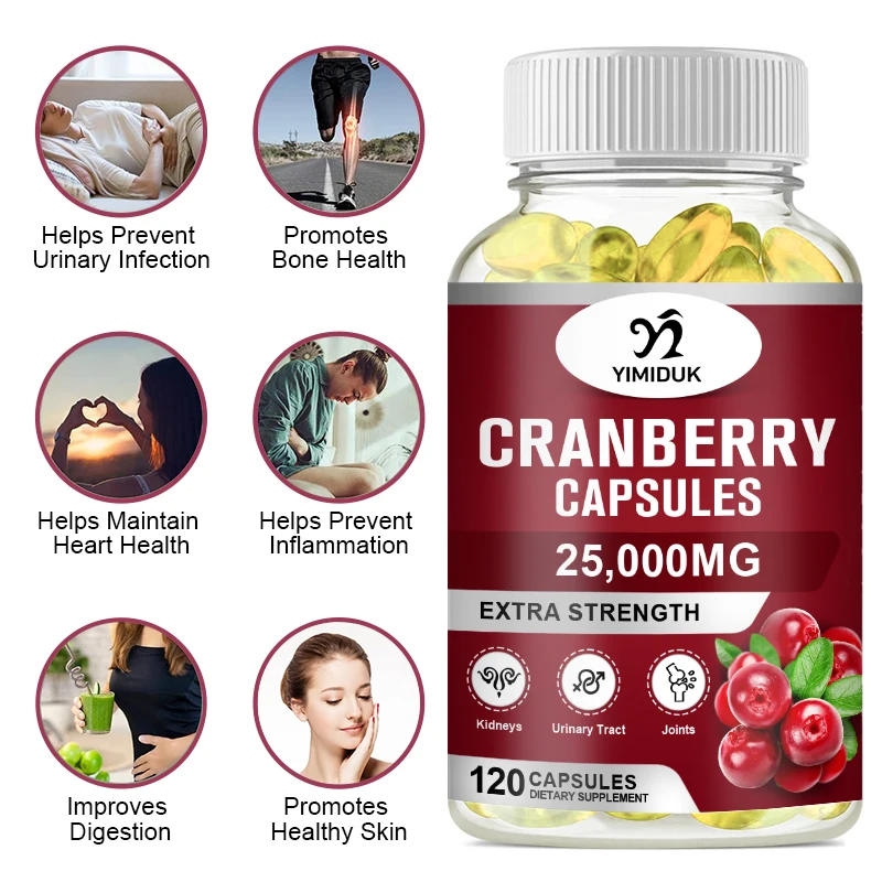 Organic Cranberry Capsules Urinary Tract Health & Kidney Cleanse UTI Support Supplement