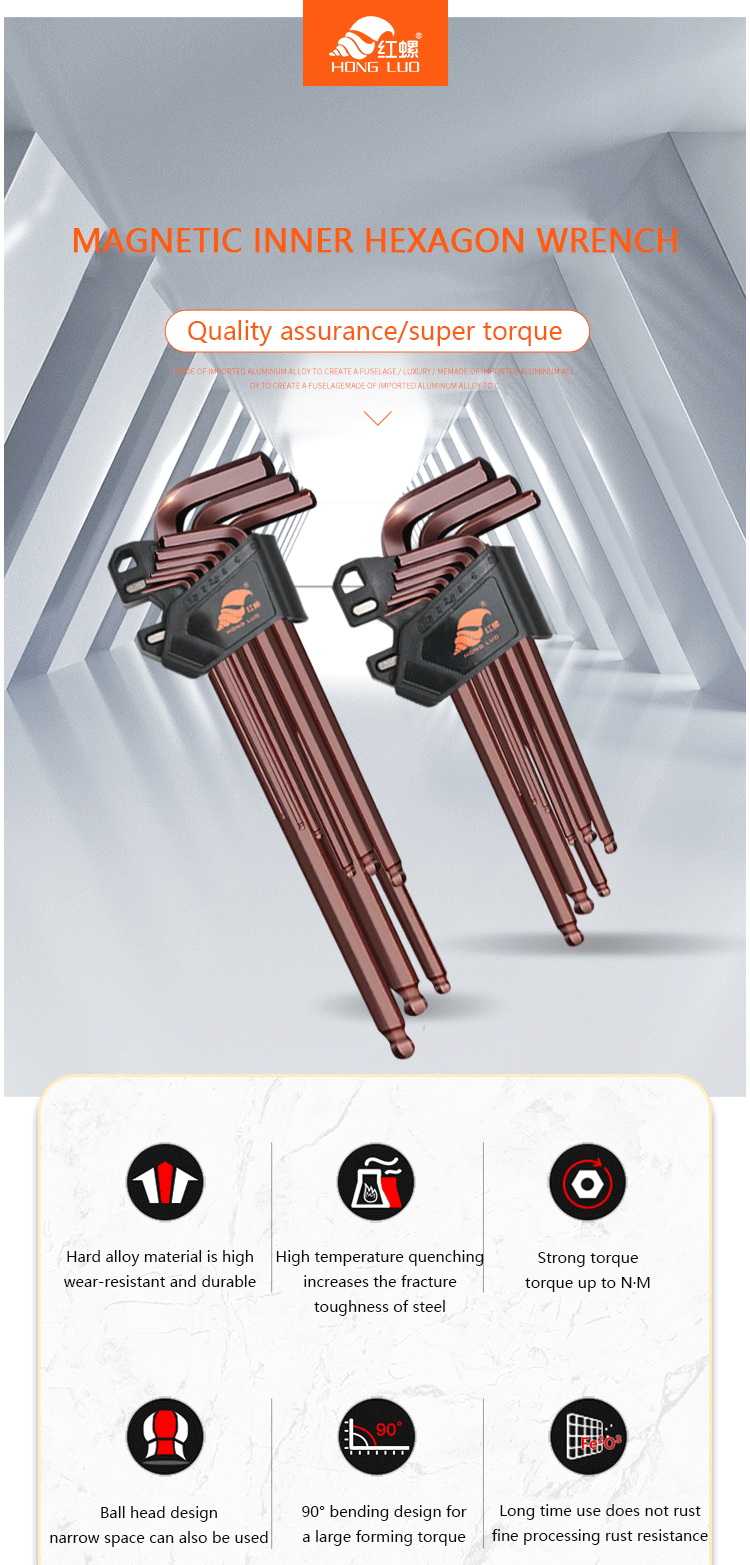 9 Teile/satz Magnetische Schlüssel Doppel-Ende L Typ Inbusschlüssel Set Inbusschlüssel Hexagon Flache Kugel Torx Stern Kopf Spanner schlüssel Set Hand Werkzeuge – Detail 1