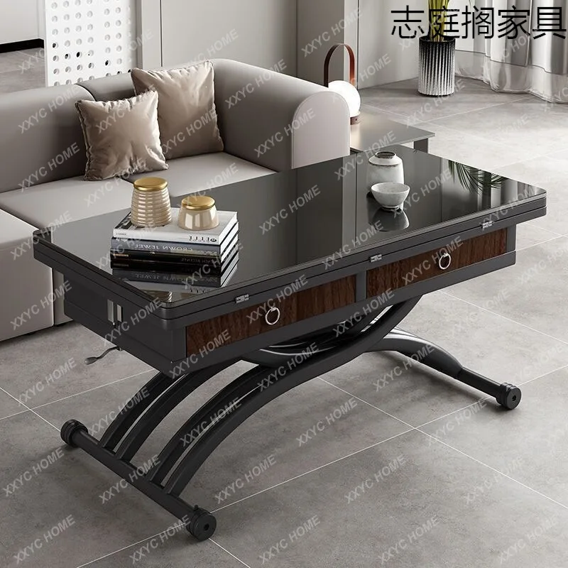 Rock slab lift coffee table small apartment one table dual-purpose retractable dining table multi-functional folding tea
