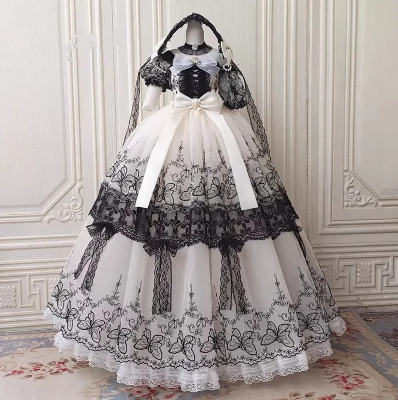 

BJD doll clothing - suitable for 1/3 and 1/4 size Retro court style Lolita puff skirt. Evening dress. Doll accessories