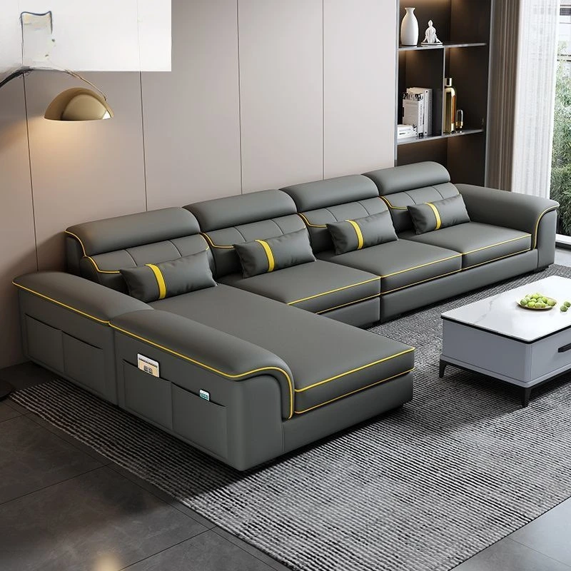 Sofa aus Rattanstoff, einfaches und modernes Winter- und Sommermatten-Licht-Luxussofa, gerade Reihe aus Stoffleder zum Kratzen von Katzen