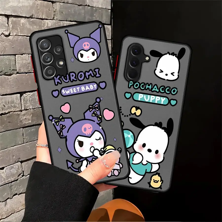 Casing Belakang Ponsel untuk Samsung Galaxy A73 A24 A52 A56 A35 A36 A25 A26 A22 A54 A34 A21s A53 Sanrio Kuromi Pochacco