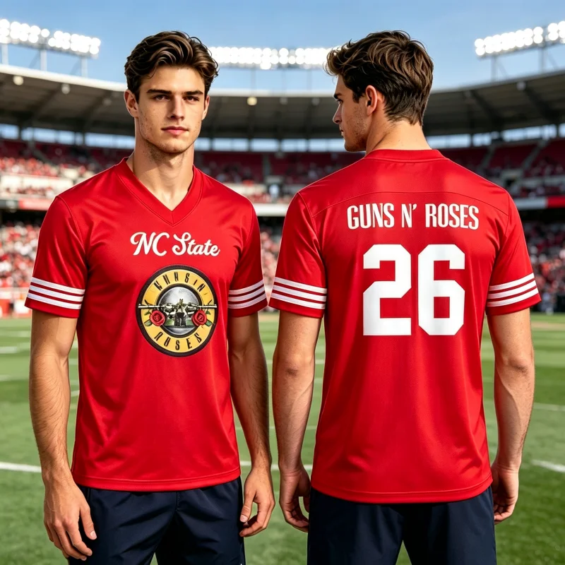 2026 Summer New Unisex Retro Red Guns N' Roses Jersey Sports Breathable Casual Street-wear Short Sleeve T-Shirt Family Kids Tees