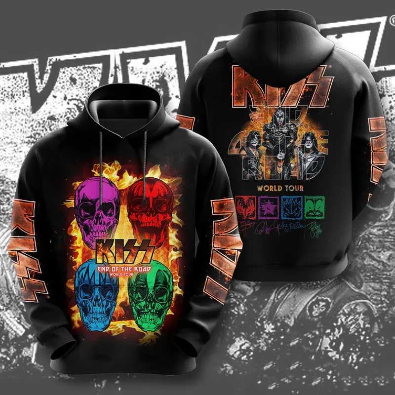 2025 Rock Band Kiss Hoodies 3Dพิมพ์ผู้ชายผู้หญิงHip Hopขนาดใหญ่Pullover Hooded Sweatshirtsแฟชั่นStreetwear Man Hoodies