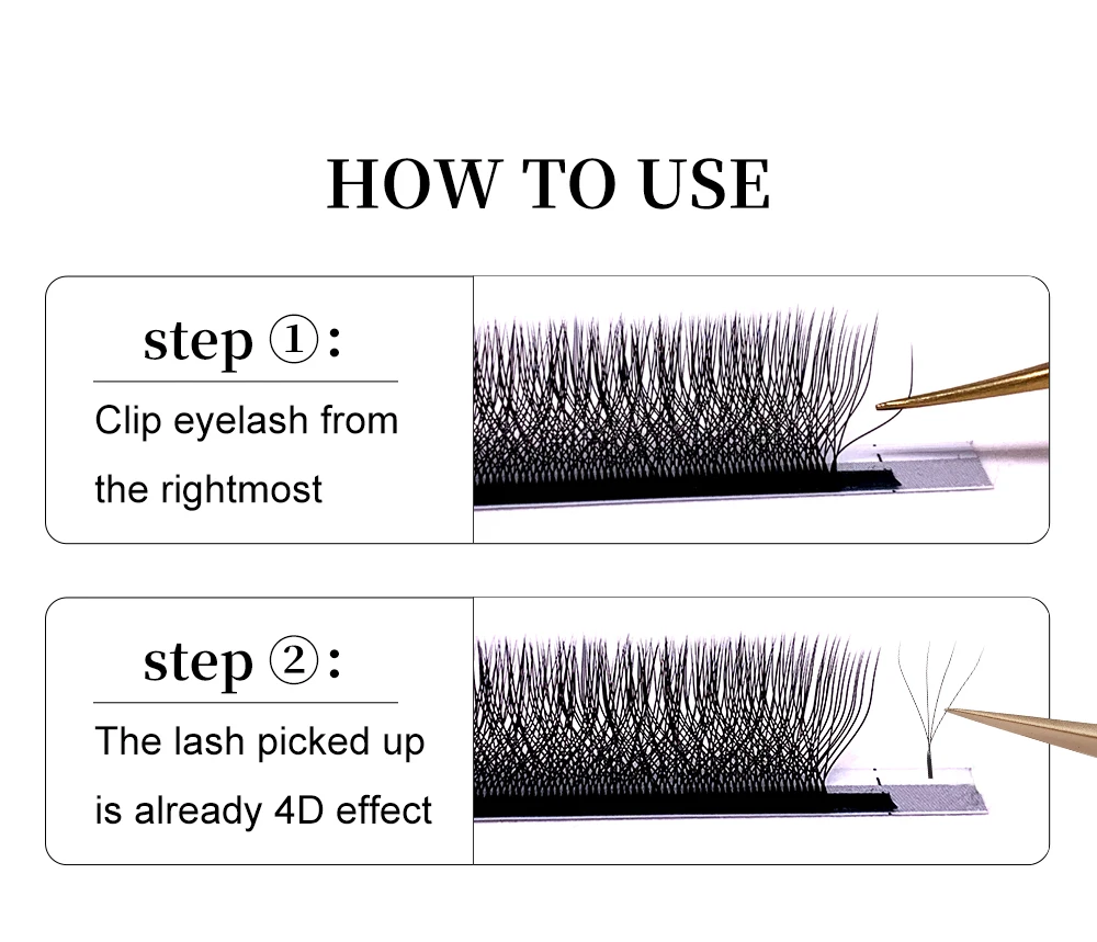 Yelix 4D W-Shape Premium Wimpernverlängerungen Professioneller Salon Großhandelslieferant und 4-Lash Network Weave Fluffy Volume Tray – Detail 6