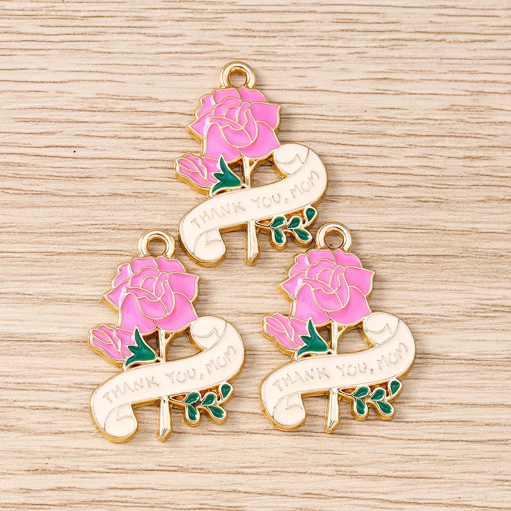 Tusember 10 Stück niedliche Pflanzen-Kaktus-Anhänger, Rosenblüten-Anhänger für handgefertigten Schmuck, Armbänder, Halsketten, Ohrringe – Detail 23