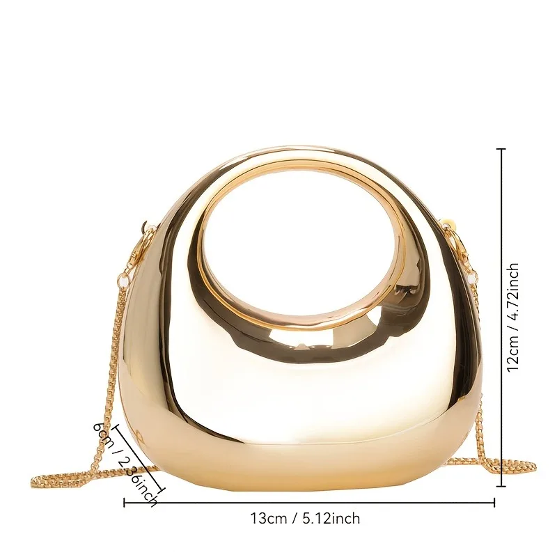 Mini goldene Abendtasche, Geldbörsen und Handtaschen, luxuriöse Designer-Umhängetaschen, lustige Form, Party, Hochzeit, glänzende Clutch aus Acryl – Detail 1