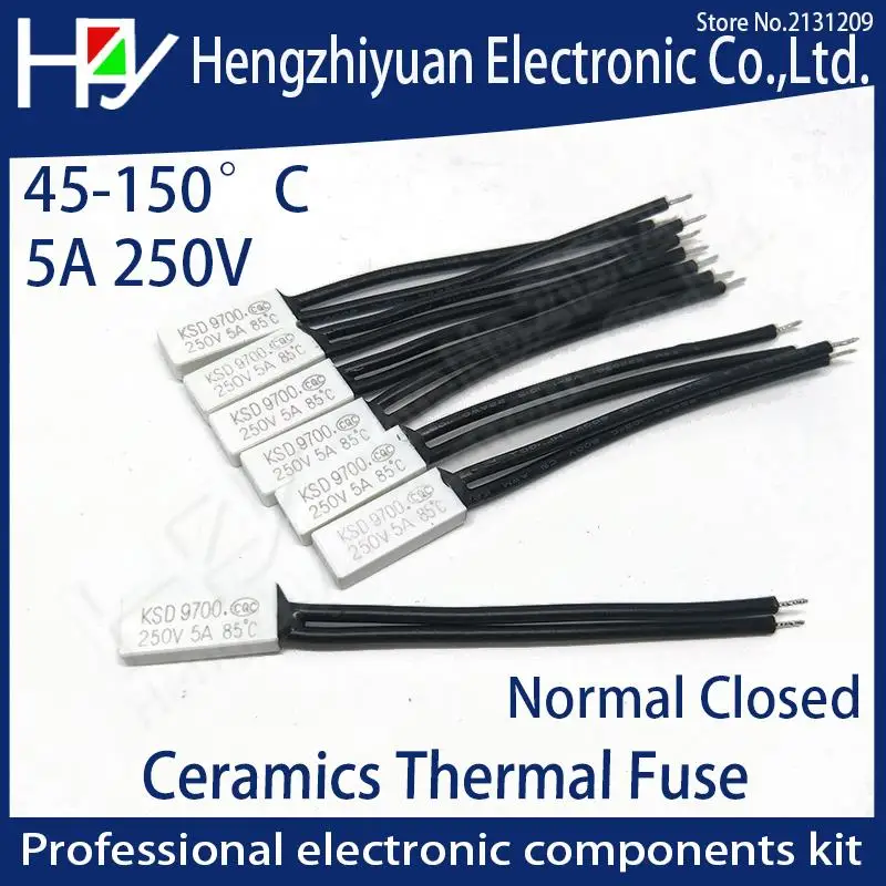 

Hzy KSD9700 250V 5A 10a Plastic Fuses Bimetal Disc Temperature Switch N/C Thermostat Thermal Protector 45~140C Degree Centigrade
