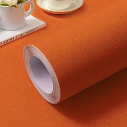 1 Roll Matte Orange Self-adhesive Wallpaper Waterproof and Moisture-proof Self-adhesive Bedroom TV Background Wall Desktop Wardr