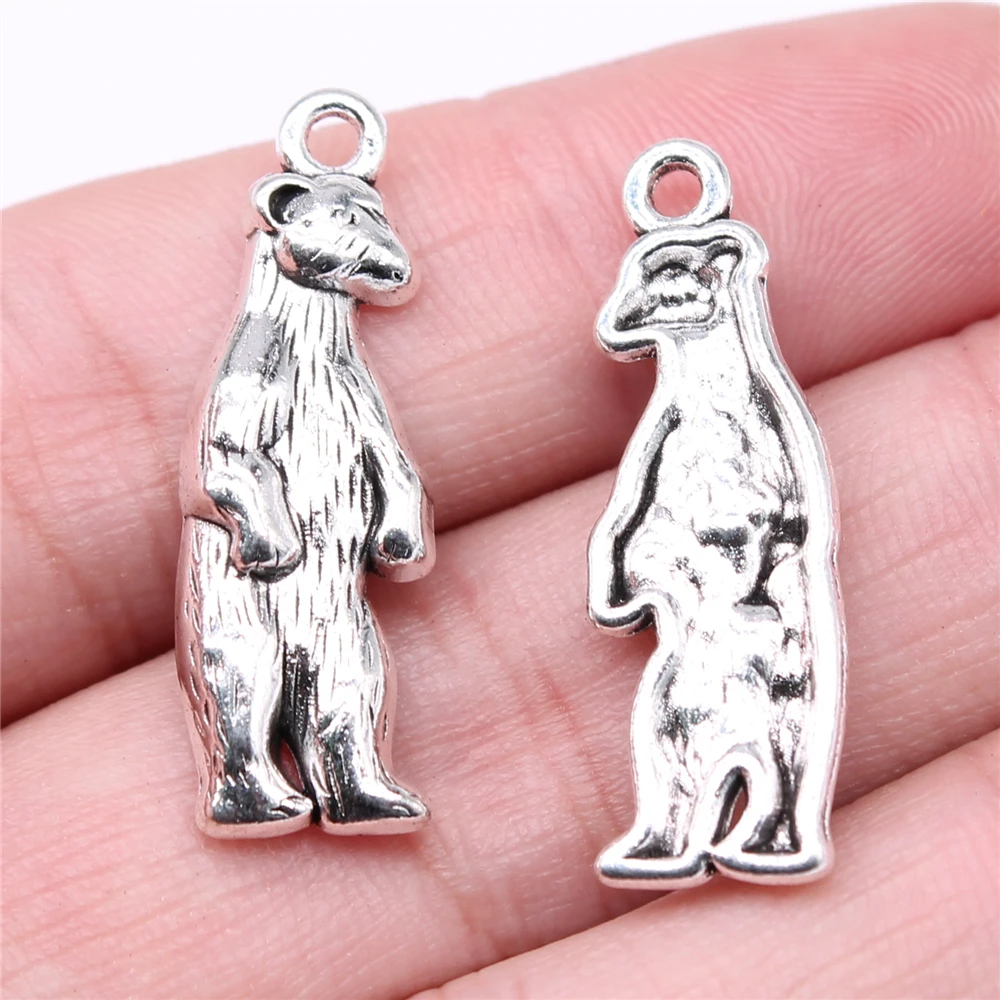 WYSIWYG 10pcs Charms 31x10mm Bear Charms Antique Silver Color Pendant For Jewelry Making DIY Jewelry Findings