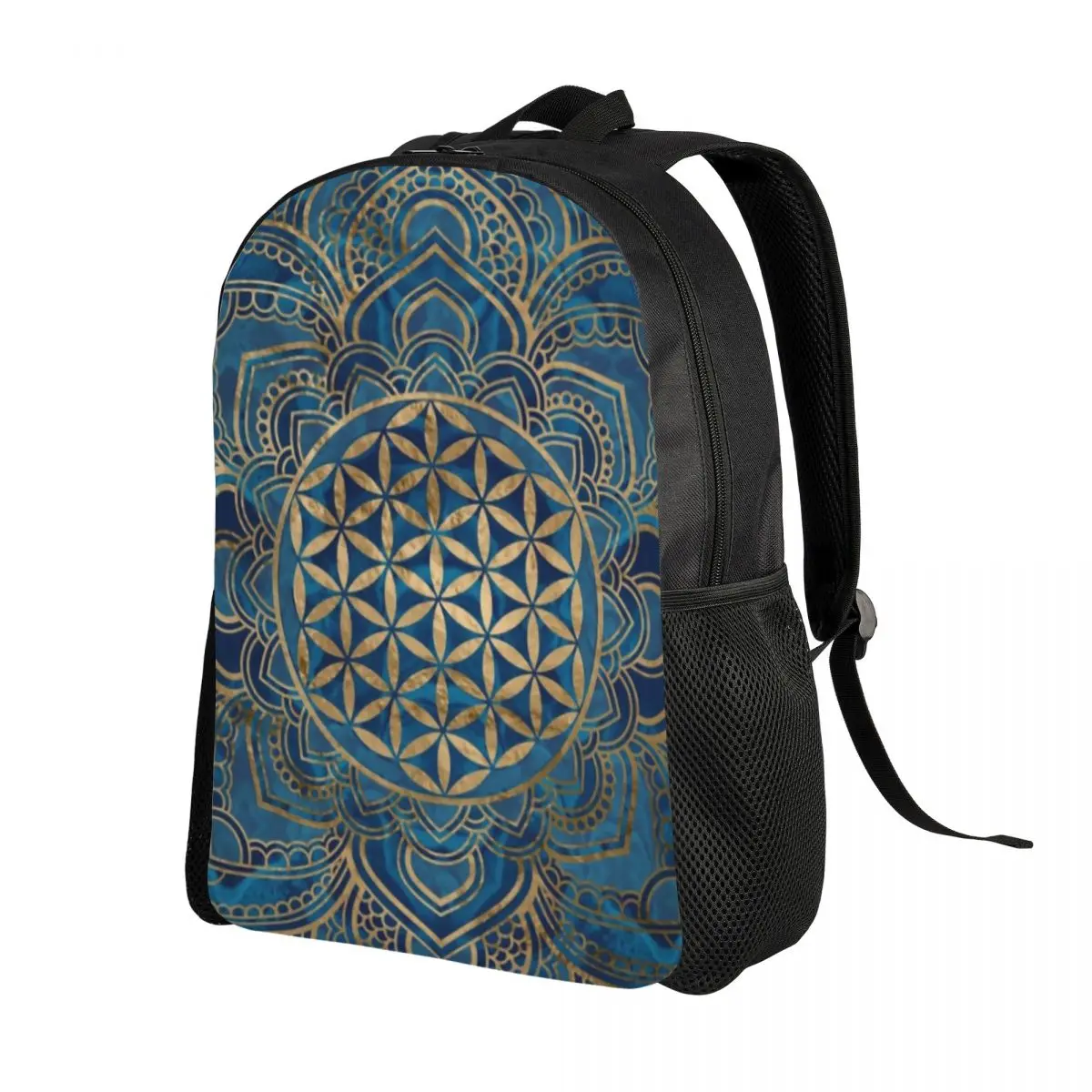 Flower Of Life In Lotus Mandala Backpacks for Men Women College School Students Bookbag Fits 15 Inch Laptop Buddhism Bags