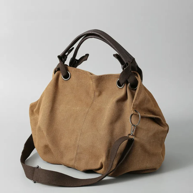 

American Workwear Retro Commuting Big Bag Can Be Slung Over Canvas Handbag Maillard Color Tote Bag