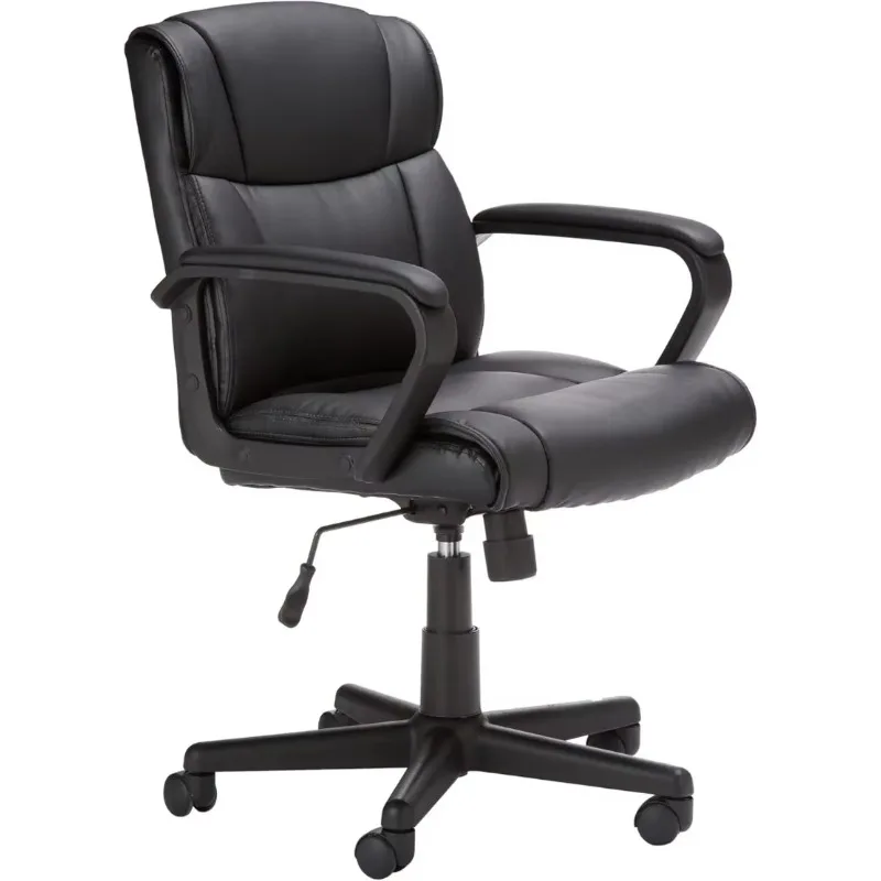 

Faux Leather Mid-Back Adjustable Office Computer Task Desk Chair with Padded Armrests , 275 Pound Capacity , BIFMA Certified